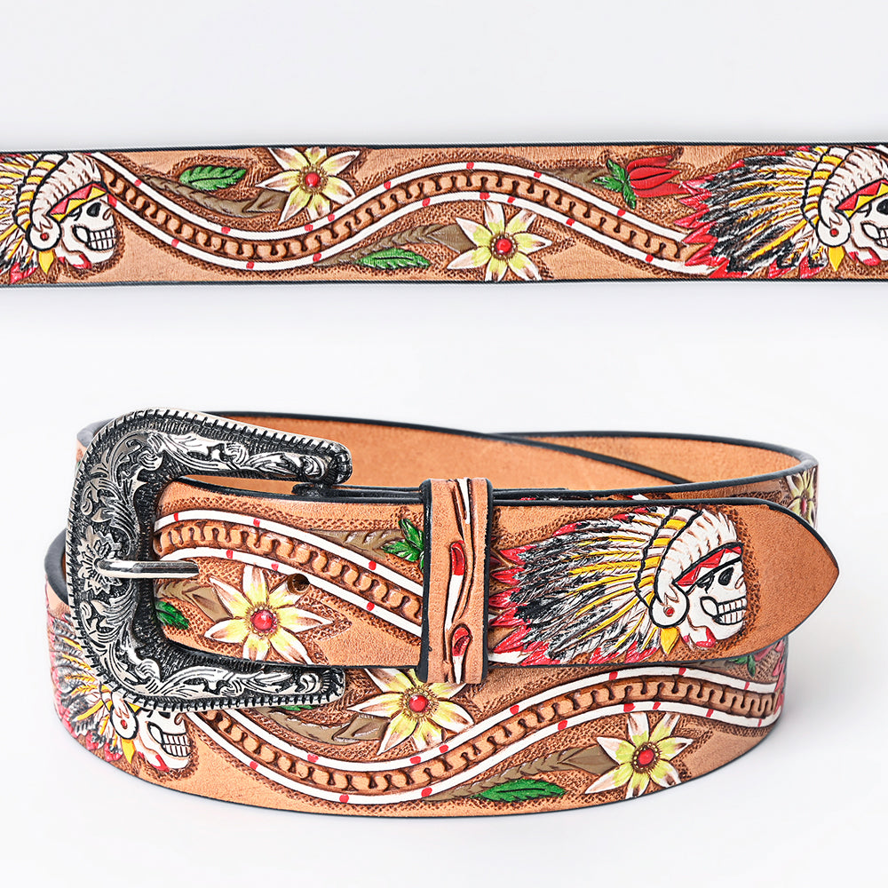 Western Belt - Indian Skull & Floral