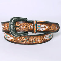 Western Belt - Feather & Floral Paisley