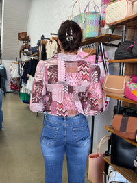 Lena Top - Burgundy Abstract