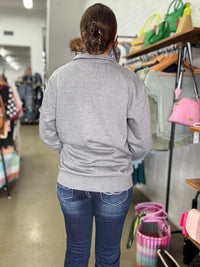 Cowgirl Tuff Quarter Zip - Charcoal/Cream Print