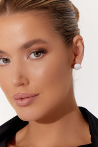 Earrings -  Freshwater Button Pearl