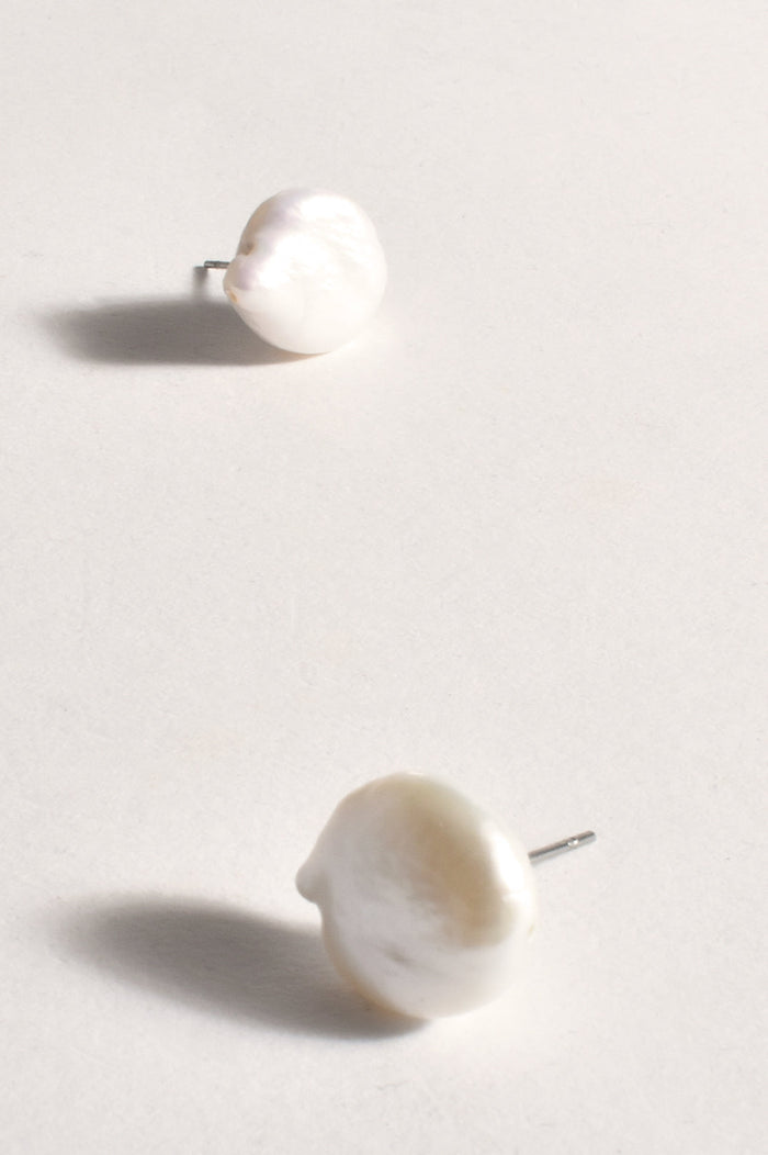 Earrings -  Freshwater Button Pearl