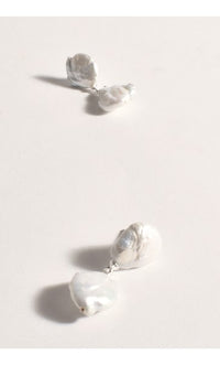 Earrings - Button Pearl Classic Drop Silver