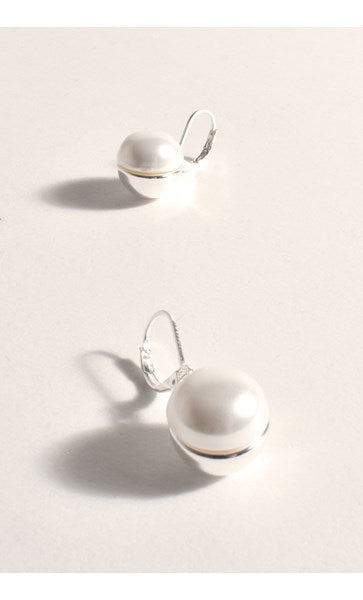 Earrings - Cali Metal Ball & Pearl