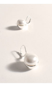 Earrings - Cali Metal Ball & Pearl
