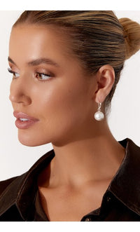 Earrings - Cali Metal Ball & Pearl