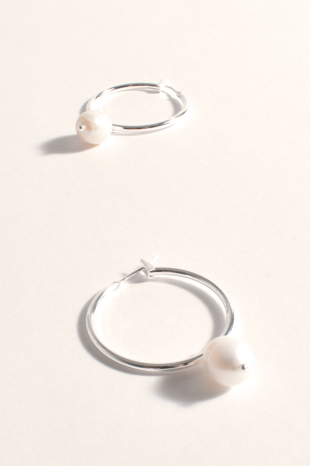 Earrings - Silver Hoop Pearl