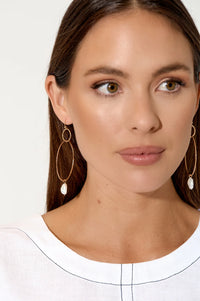 Earrings - Pearl Drop Fine Ring Hook Gold