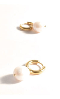Earrings - Baroque Pearl Drop Mini Hoop
