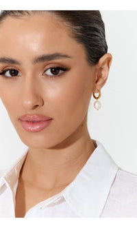Earrings - Baroque Pearl Drop Mini Hoop