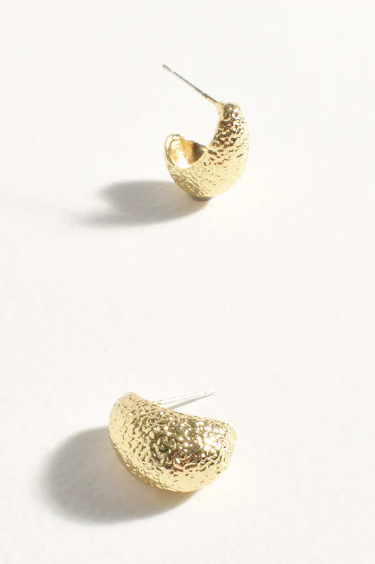 Earrings - Textured Teardrop Earrings Gold
