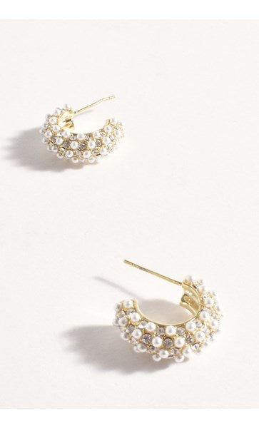 Earrings - Mini Pearl Hoop Earrings