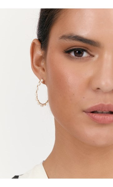 Earrings - Silver Wired Freshwater Pearl Hoops