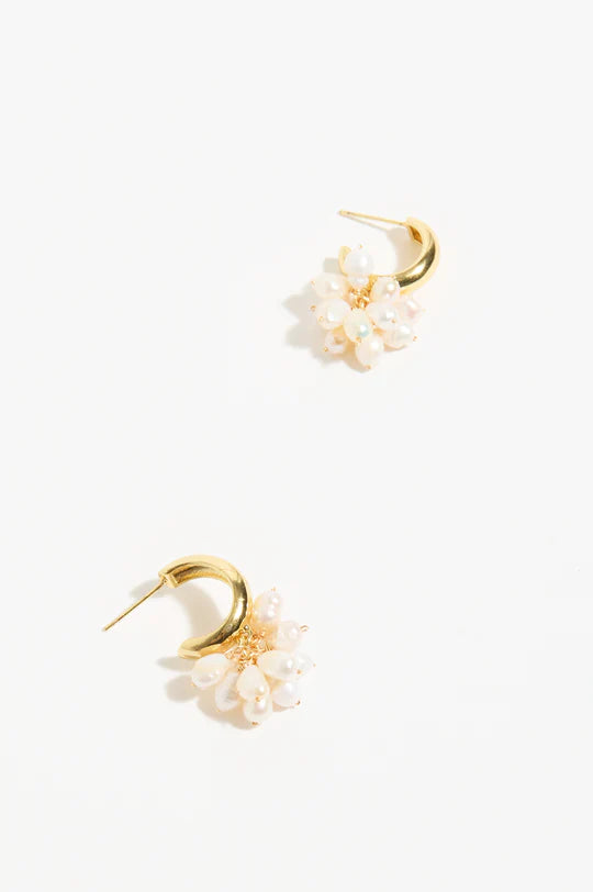 Earrings - Gold Freshwater Pearl Cluster Drop