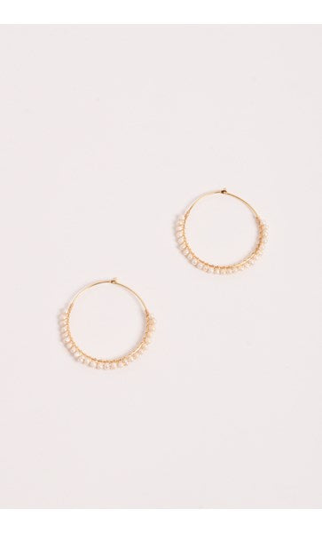 Earrings - Gold Wired Mini Pearl Hoops