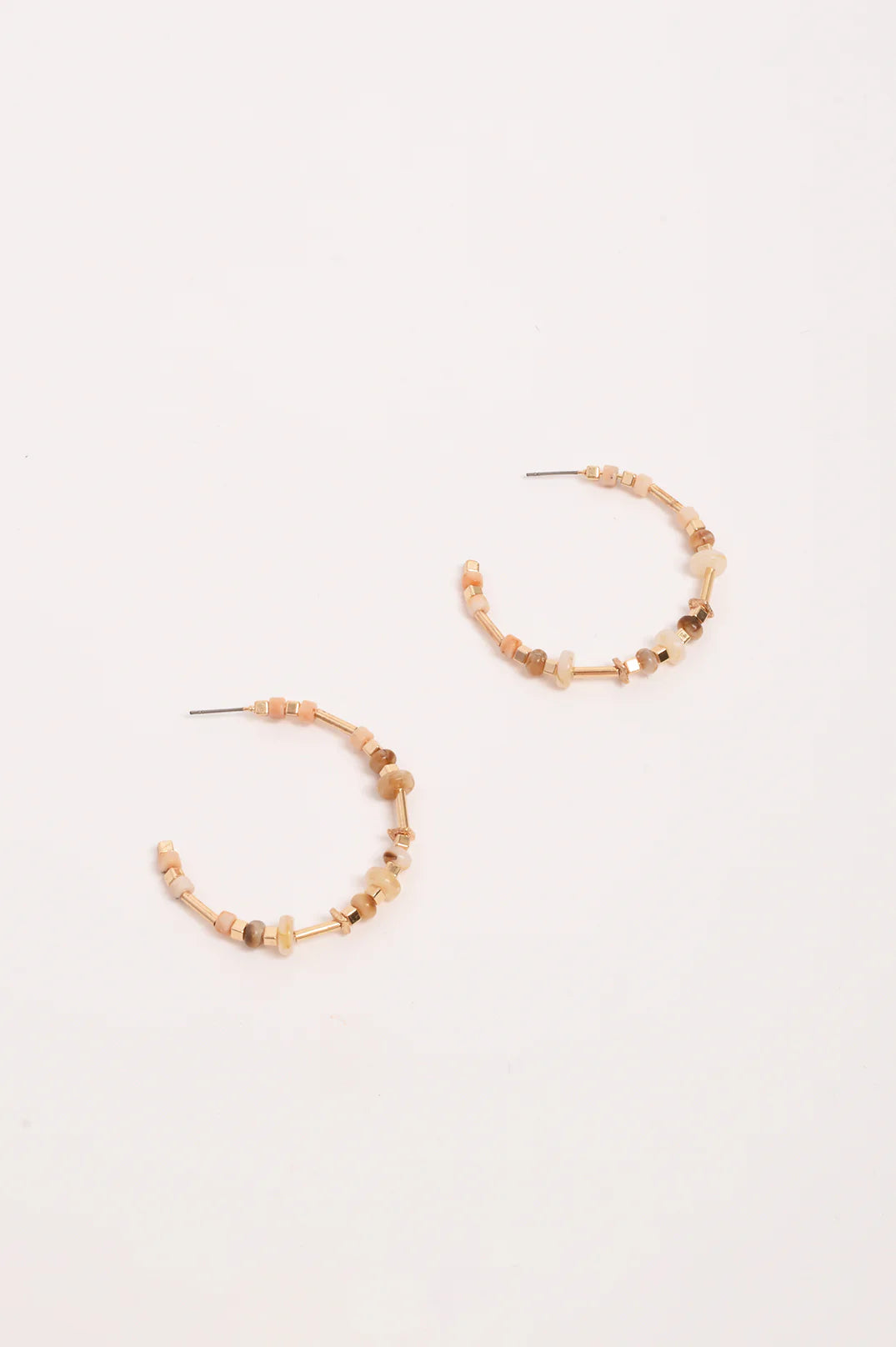 Earrings - Fine Mixed Materials Hoops Natural