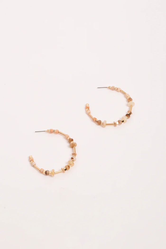 Earrings - Fine Mixed Materials Hoops Natural