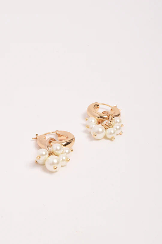 Earrings - Freshwater Pearl Cluster Drop Earrings Cream