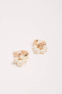 Earrings - Freshwater Pearl Cluster Drop Earrings Cream