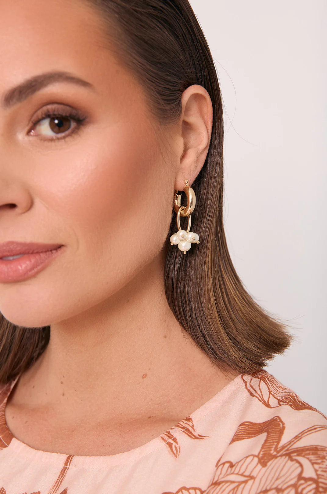 Earrings - Freshwater Pearl Cluster Drop Earrings Cream