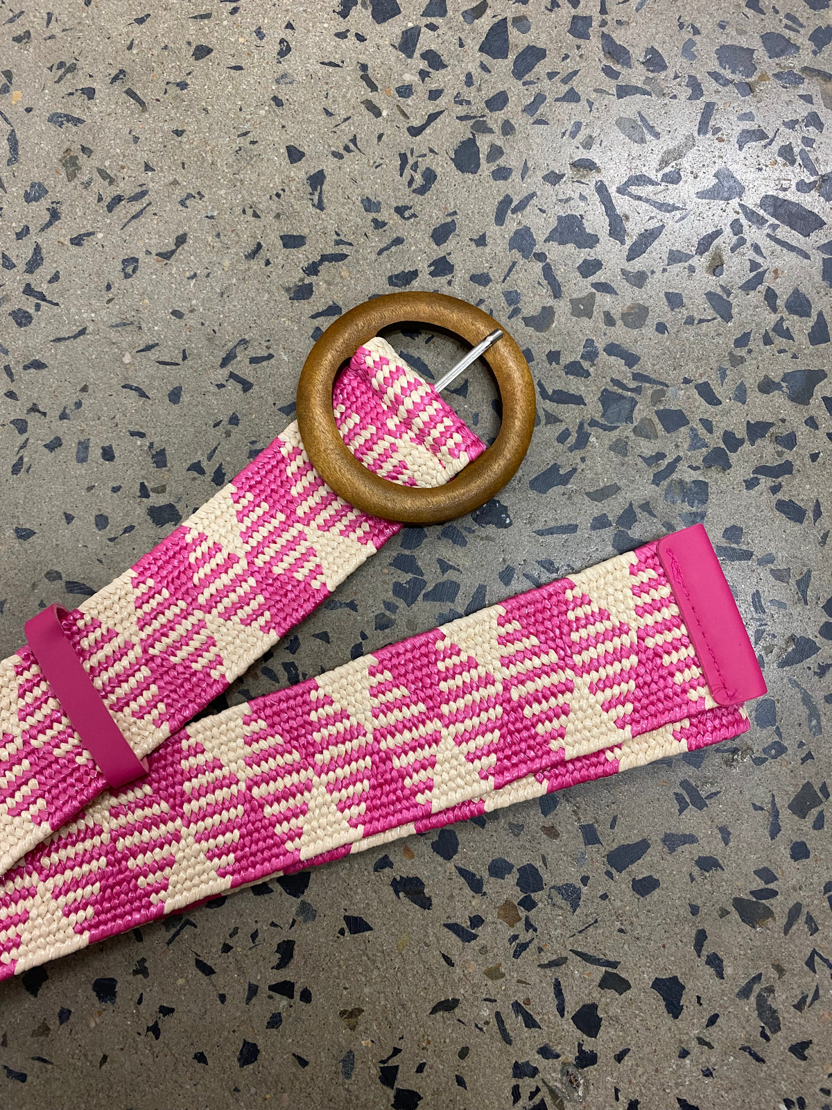 Boutique Belt - Cream & Pink