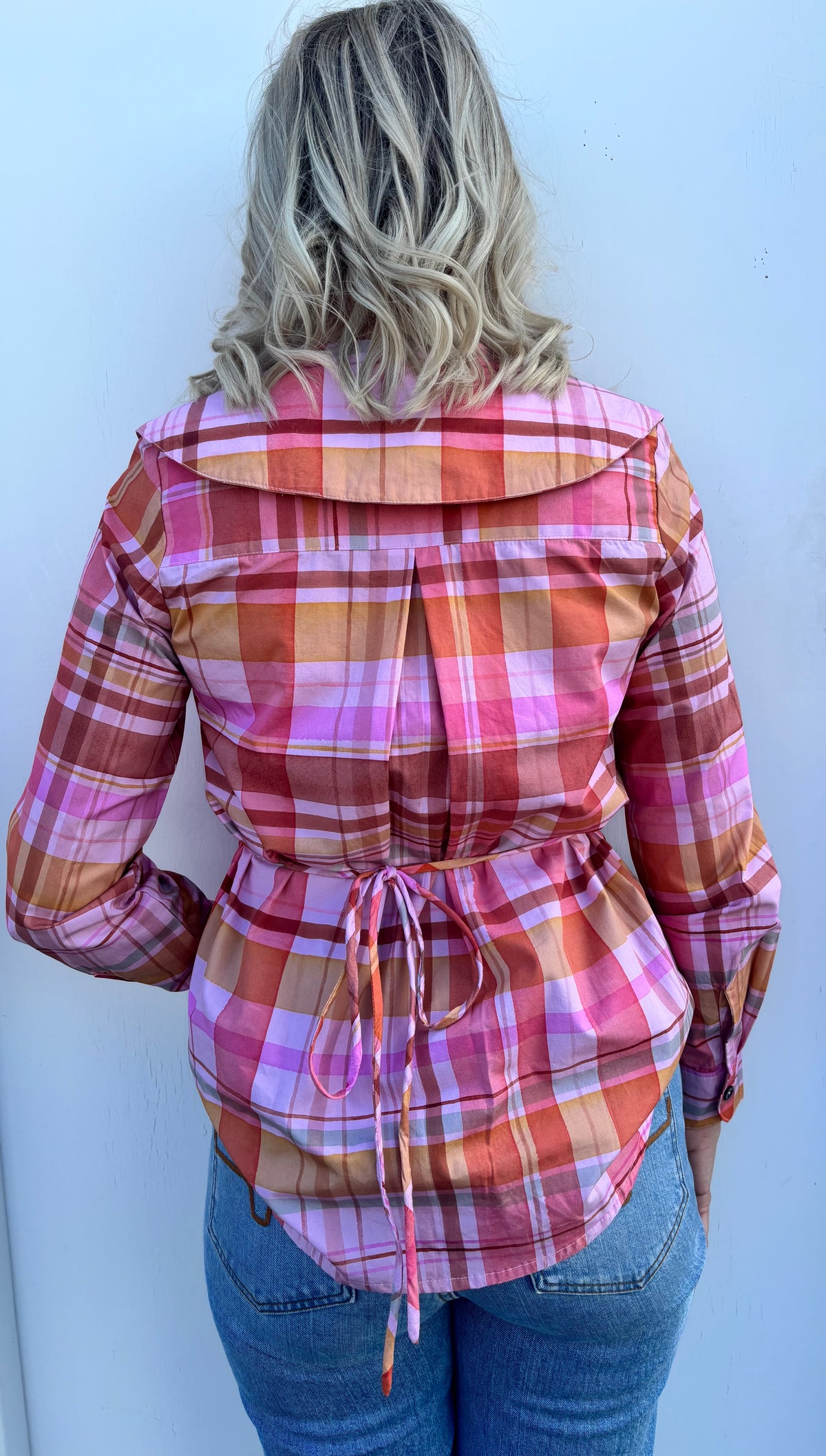 LJC Matilda Top - Poplin Pink Plaid