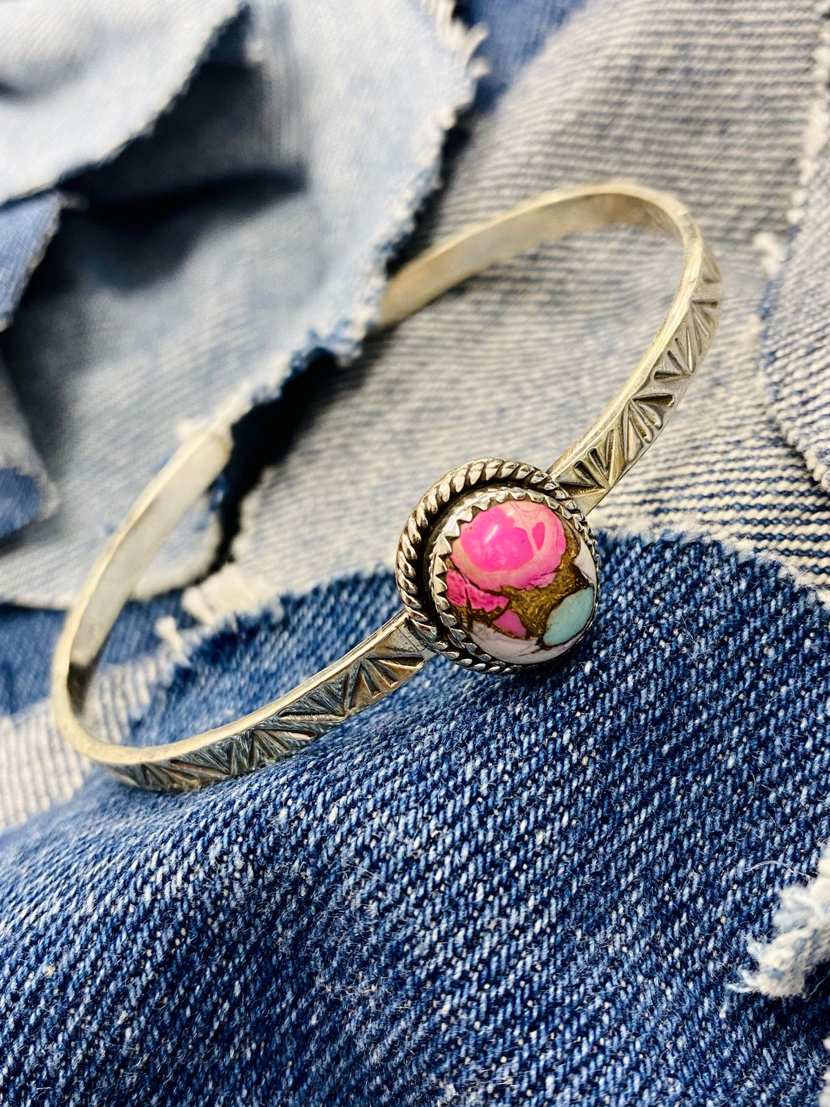 Charlie Cuff - Silver Cotton Candy Turquoise