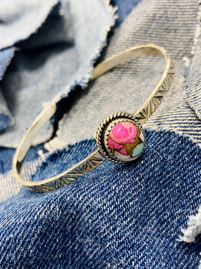Charlie Cuff - Silver Cotton Candy Turquoise