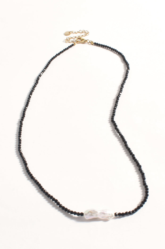 Necklace - Mini Black Bead with Pearl