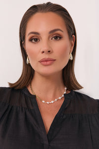 Necklace - Half Pearl Half Gold Chain