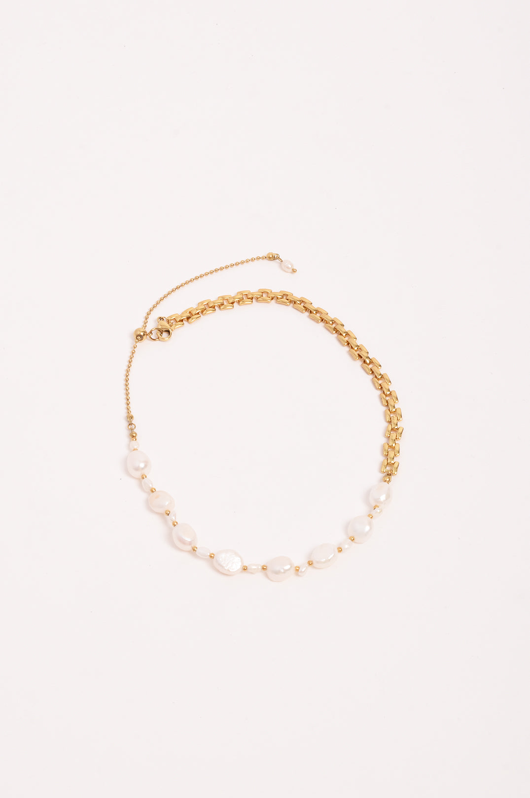 Necklace - Half Pearl Half Gold Chain