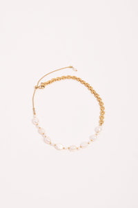Necklace - Half Pearl Half Gold Chain