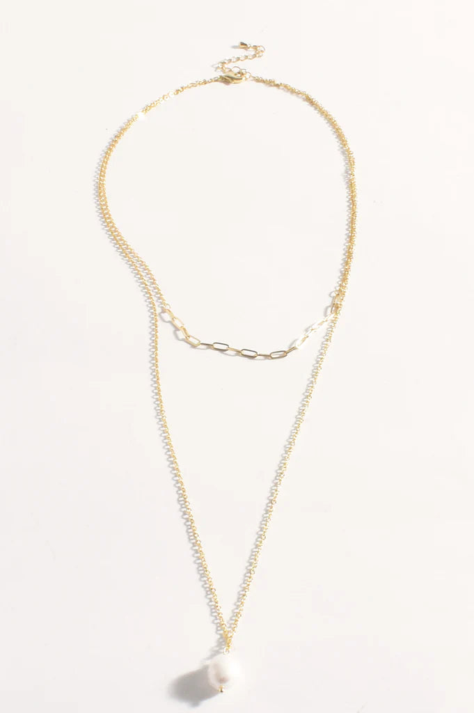 Necklace - Pearl Layered Gold Necklace