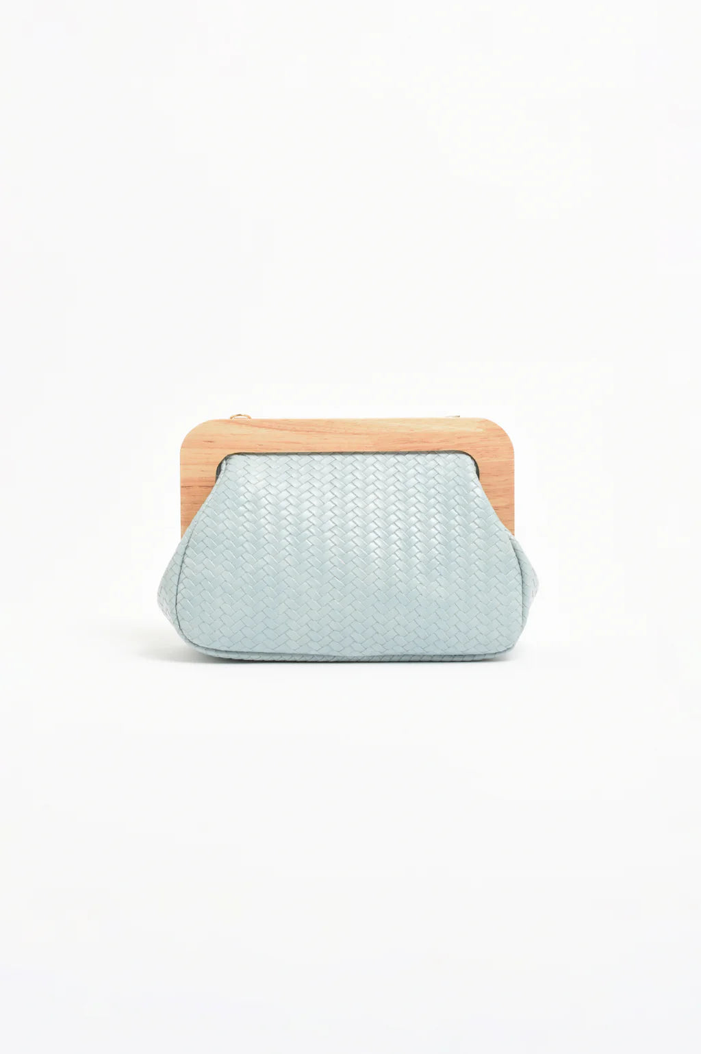 Kimmi Timber Frame Weave Clutch - Blue