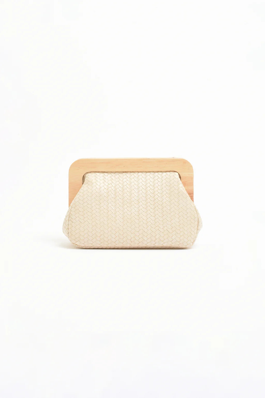 Kimmi Timber Frame Weave Clutch - Nude
