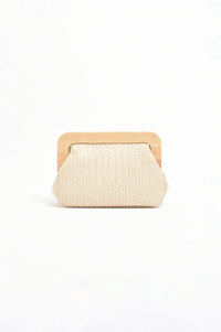 Kimmi Timber Frame Weave Clutch - Nude