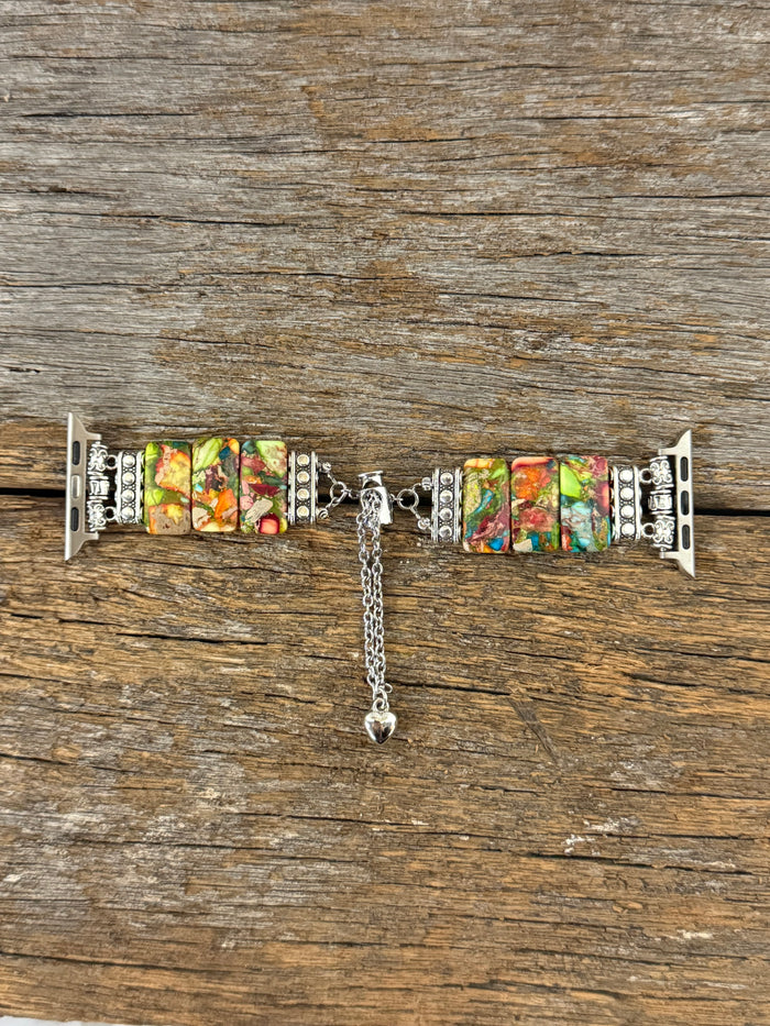 Silver Multi-Colour Stone Apple Watch Band - Hollie