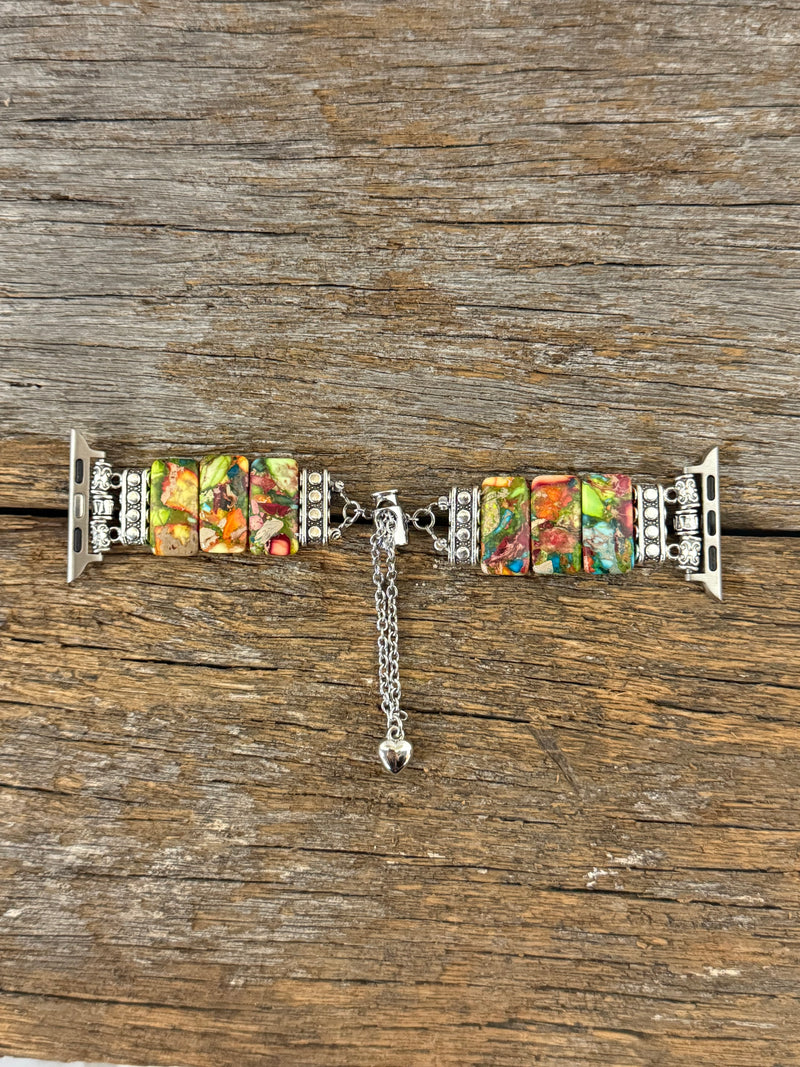 Silver Multi-Colour Stone Apple Watch Band - Hollie