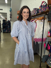 Hadley Dress - Blue Stripe