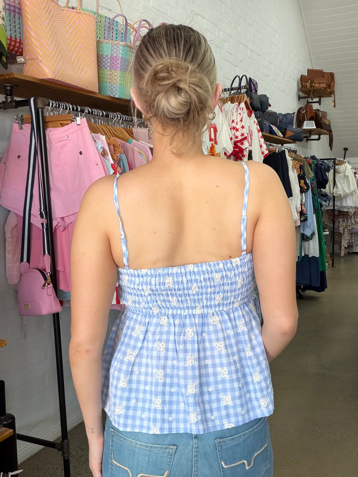 Rae Top - Blue Gingham