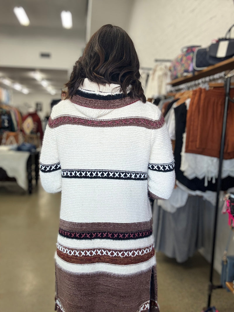 Frankie Cardigan - Burgundy & Beige