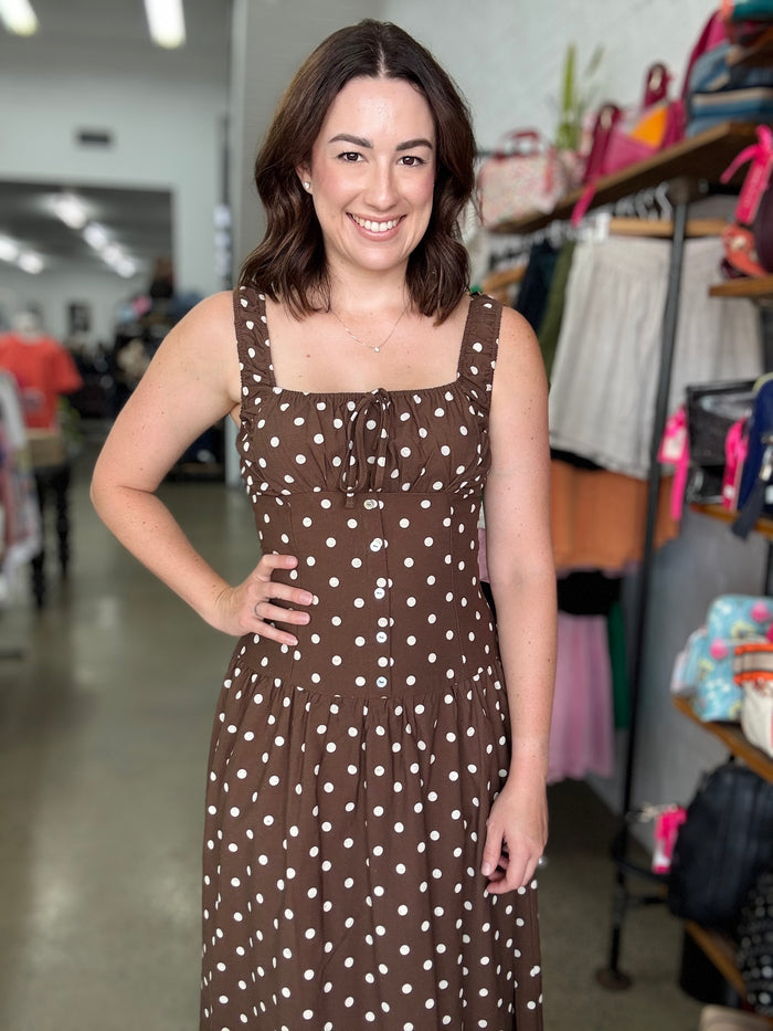 Shondra Dress - Chocolate Polka Dot