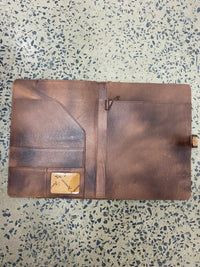 Cowhide Tooled Portfolio Cover - Brown