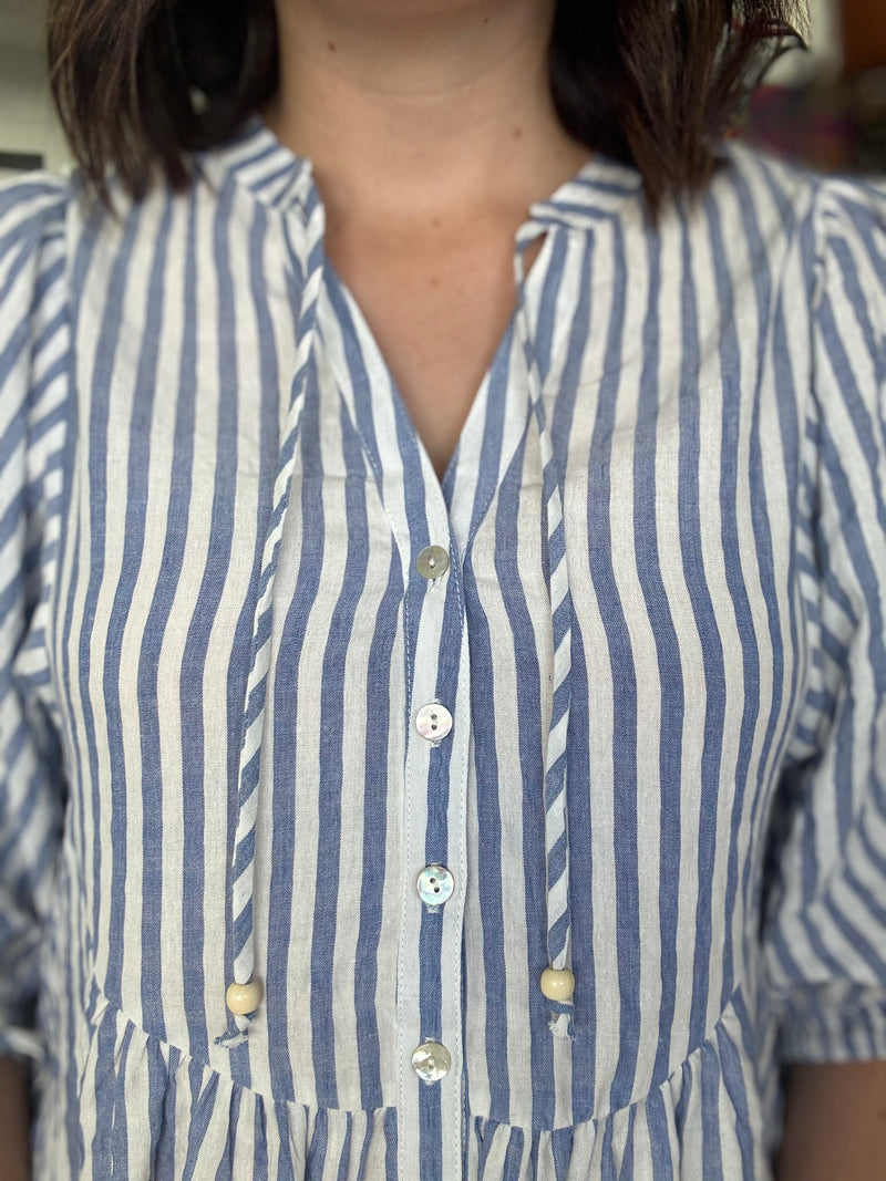 Hadley Dress - Blue Stripe