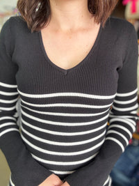 Milani Dress - Black & White Stripe