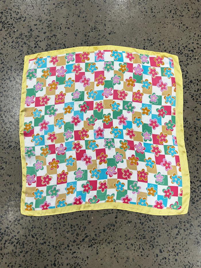 Western Wild Rag - Floral Check (Yellow)