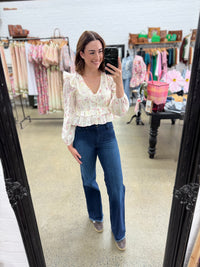 Ella Top - Soft Pastel Floral Ivory