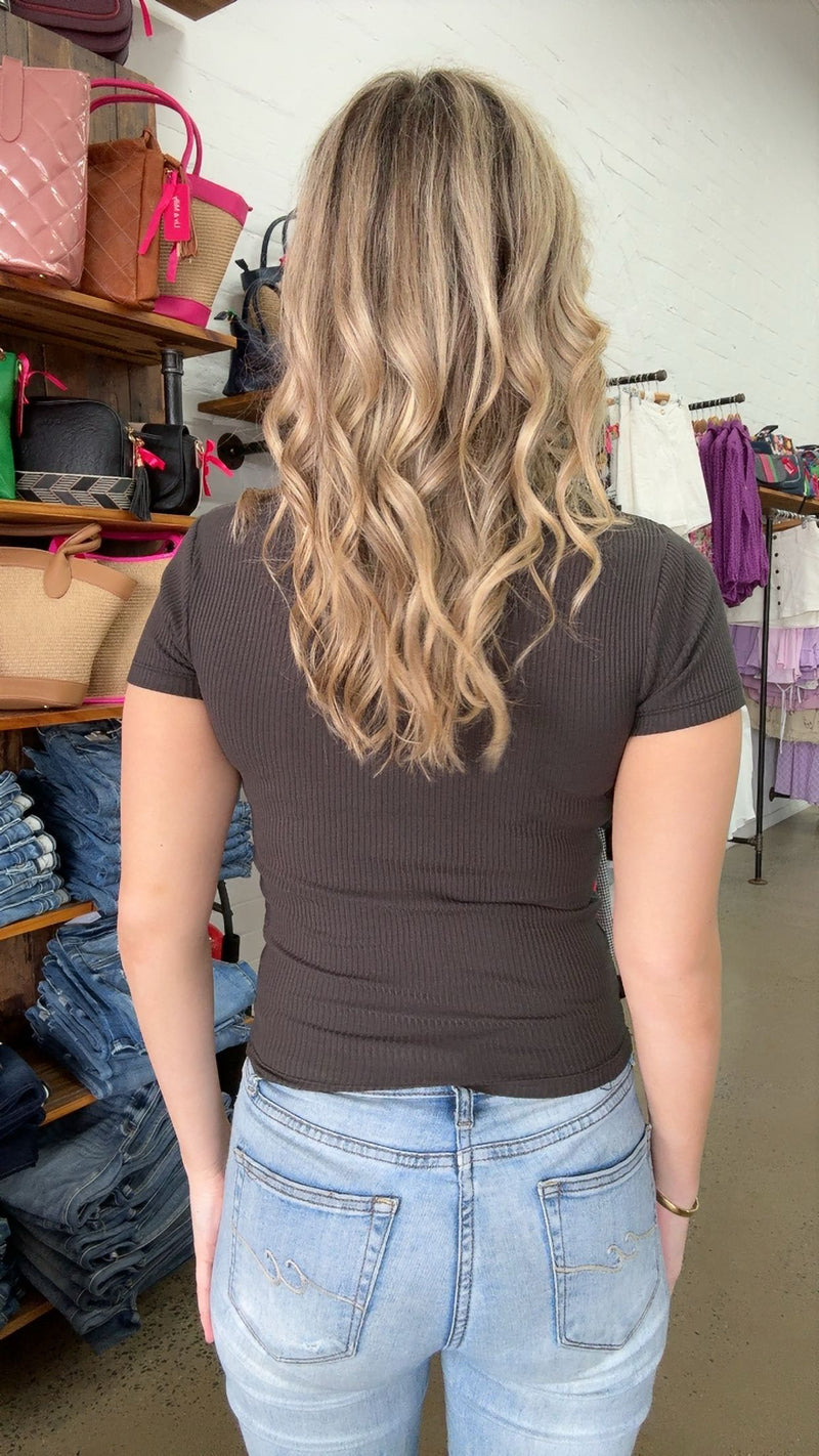 Eve Rib Tee - Washed Black