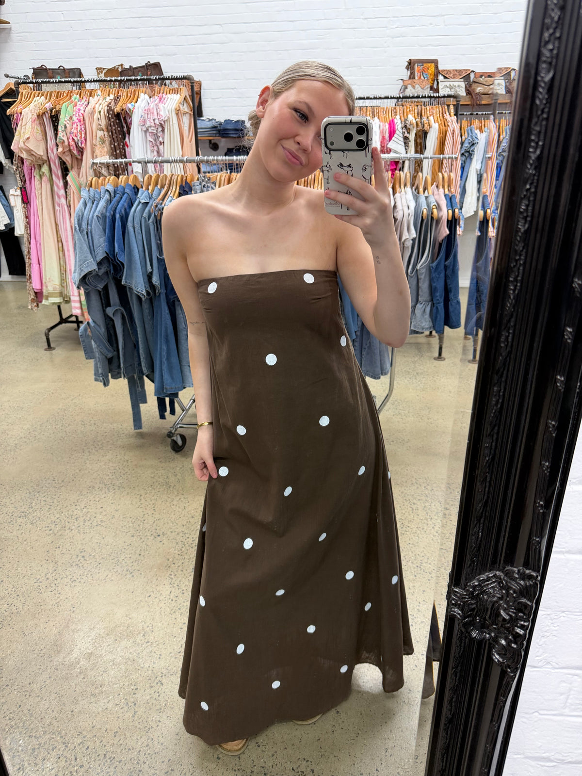Ollie Maxi Dress - Chocolate Polka Dot