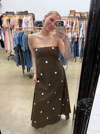 Ollie Maxi Dress - Chocolate Polka Dot